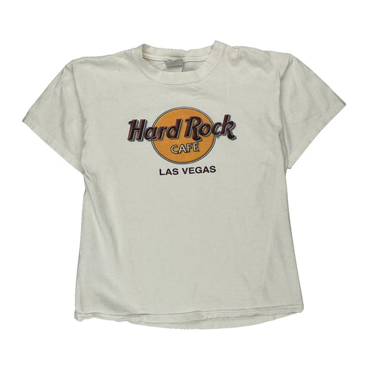 Las Vegas Hard Rock Cafe Graphic T-Shirt - Large White Cotton