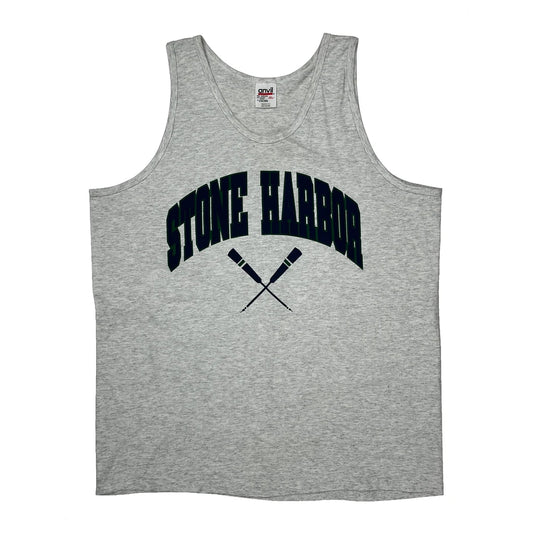 Vintage Stone Harbor Anvil Single Stitch Vest - XL Grey Cotton