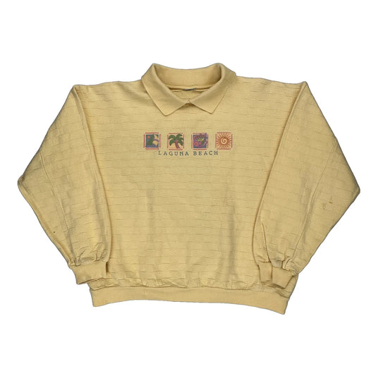 Unbranded Collared Sweatshirt - 2XL Yellow Cotton