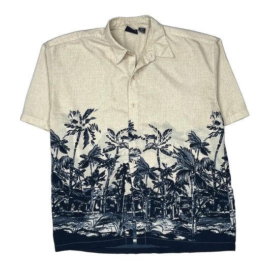 Vintage Tommy Bahama Hawaiian Shirt - XL Beige Polyester