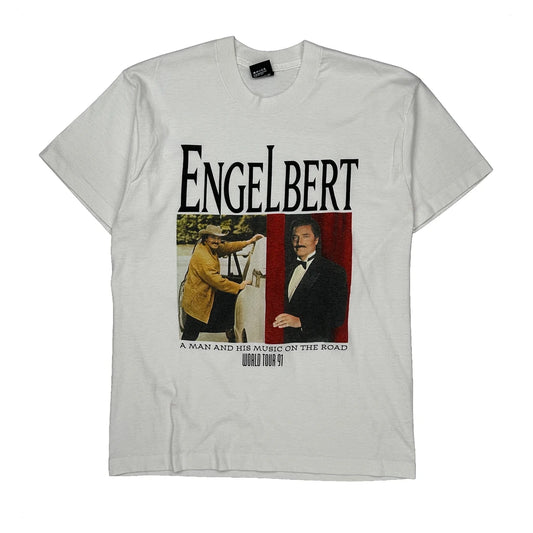 Vintage Engelbert Humperdinck World Tour 1991 Screen Stars Single Stitch T-Shirt - Large White Cotton Blend