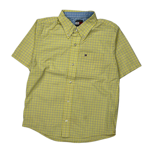 Vintage Age 7 Tommy Hilfiger Checked Short Sleeve Shirt - Small Yellow Cotton