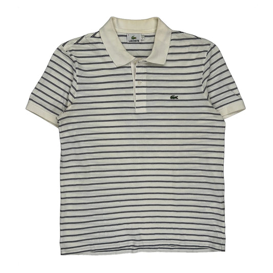 Lacoste Striped Polo Shirt - Medium White Cotton
