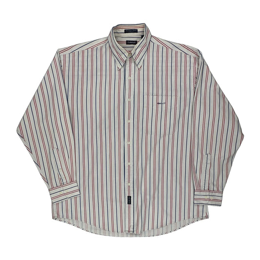 Heritage Print Gant Striped Shirt - Large White Cotton