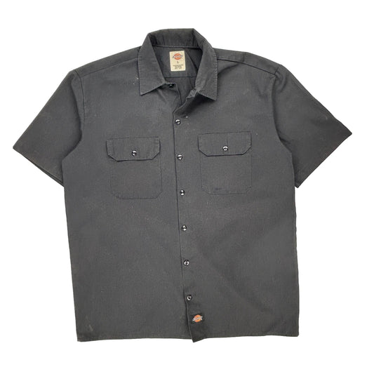 Dickies Short Sleeve Shirt - Large Black Polyester Blend