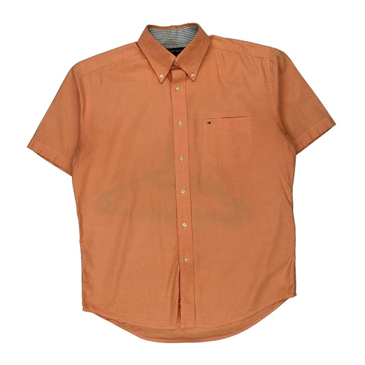 Tommy Hilfiger Short Sleeve Shirt - Medium Orange Cotton