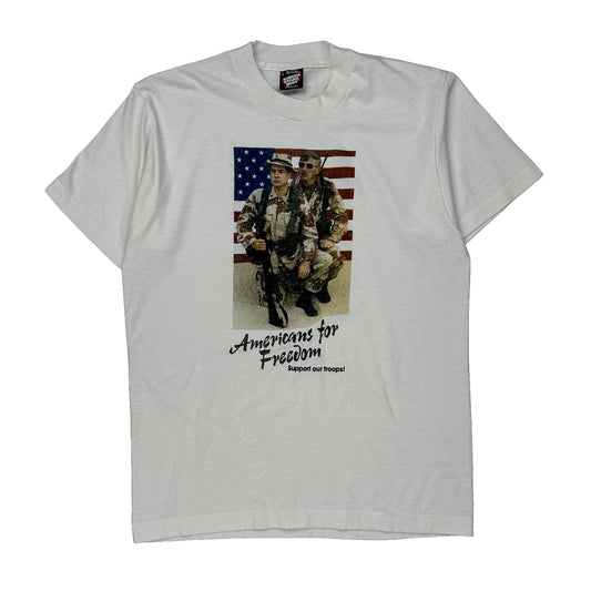 Americans For Freedom Screen Stars Graphic T-Shirt - Large White Cotton Blend
