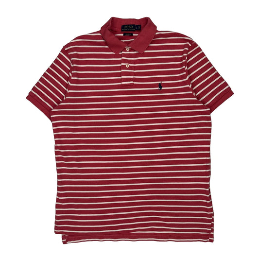 Polo By Ralph Lauren Striped Polo Shirt - Large Red Cotton