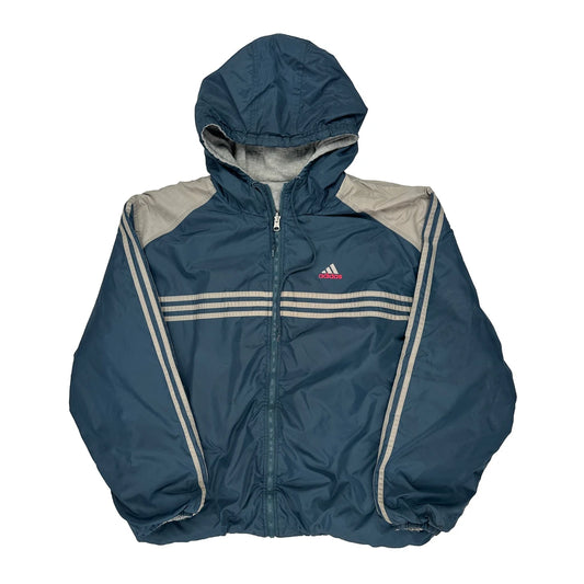 Adidas Windbreaker - Large Blue Polyester