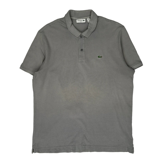 Vintage Lacoste Slim Fit Polo Shirt - 2XL Grey Cotton