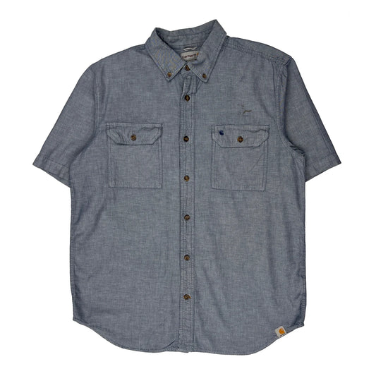 Carhartt Short Sleeve Shirt - Large Blue Cotton