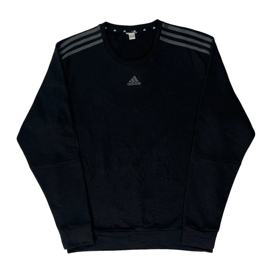 Three-Stripe Shoulder Adidas Oversized Sweatshirt - Small Black Cotton