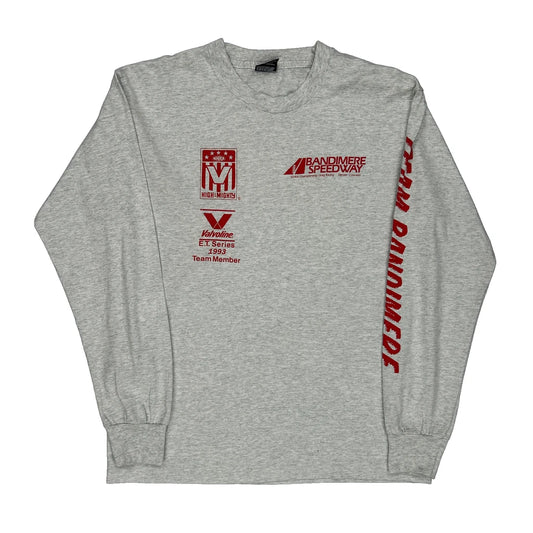 Made In USA Single Stitch Bandimere Speedway Fruit Of The Loom Long Sleeve T-Shirt - Large Grey Cotton Blend