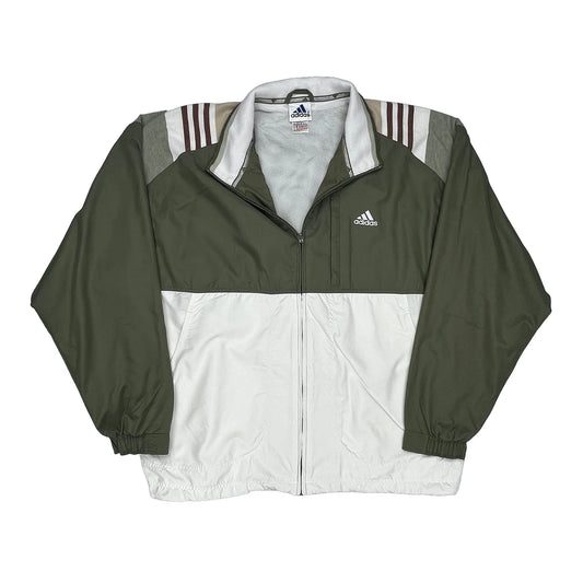 Adidas Striped Track Jacket - 2XL Green Polyester
