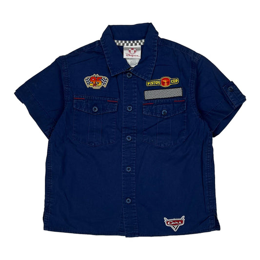 Vintage Age 4 Disney Piston Cup Short Sleeve Shirt - XS Blue Cotton