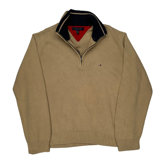 Tommy Hilfiger 1/4 Zip - XL Beige Cotton