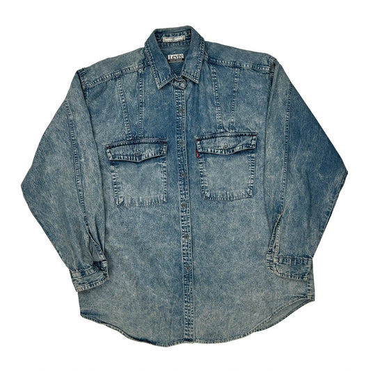 Levis Oversized Denim Shirt - Large Light Wash Cotton