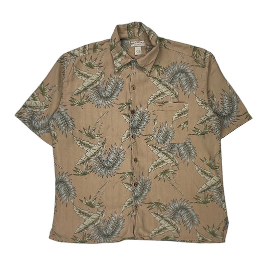 Boca Classics Floral Hawaiian Shirt - XL Beige Silk