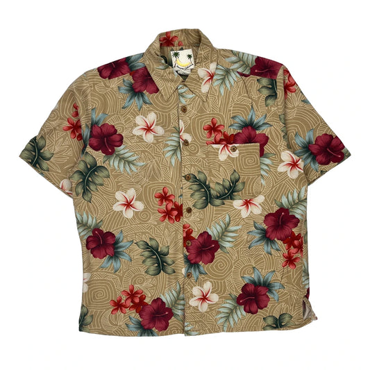 Banana Cabana Hawaiian Shirt - Large Multicoloured Silk