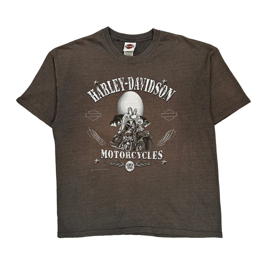 Looney Tunes Harley Davidson Cartoon T-Shirt - XL Grey Cotton Blend