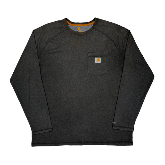 Carhartt Long Sleeve T-Shirt - XL Grey Polyester Blend
