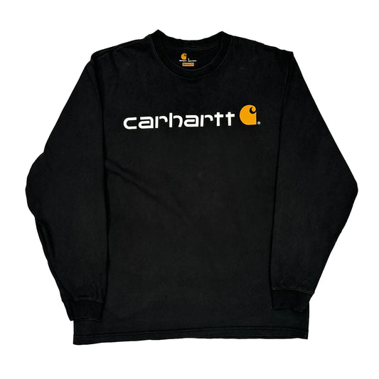 Carhartt Spellout Long Sleeve T-Shirt - Large Black Cotton