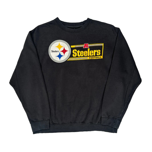 Steelers Nfl Football Sweatshirt - Large Black Cotton