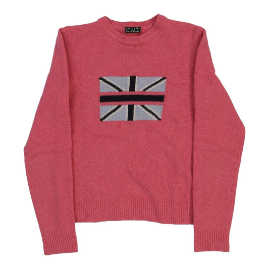 Vintage Fred Perry Graphic Jumper - Medium Pink Wool Blend