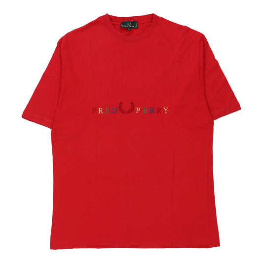 Vintage Fred Perry Spellout T-Shirt - XL Red Cotton