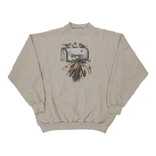 Vintage beige Tultex Sweatshirt - mens x-large
