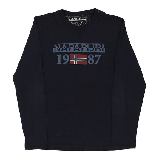 Vintage navy Napapijri Long Sleeve T-Shirt - mens small