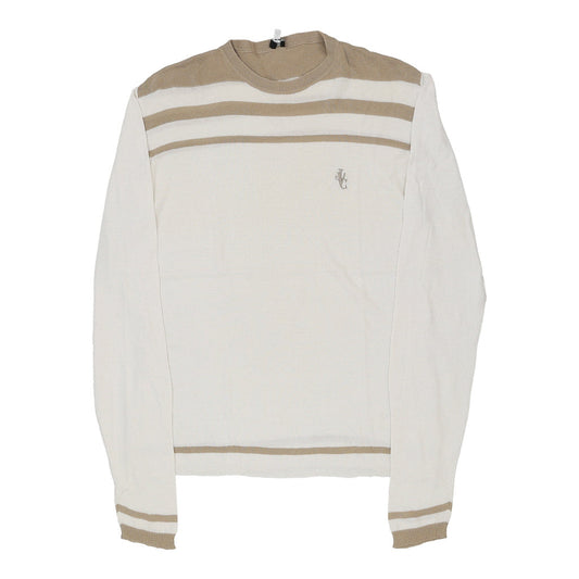 Vintage beige Versace Jeans Couture Jumper - mens medium