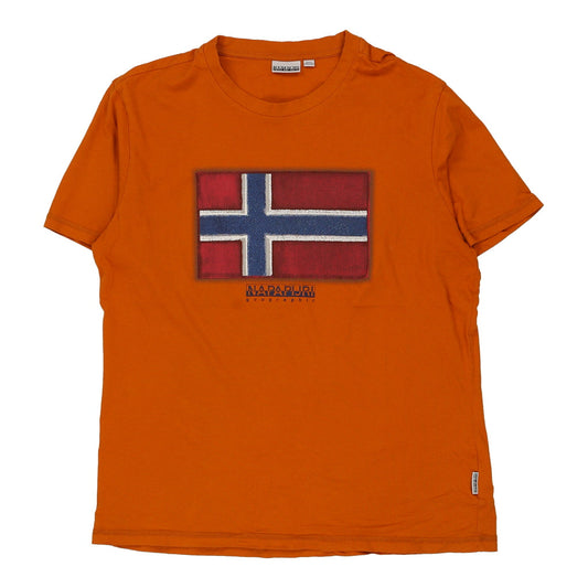 Vintage orange Napapijri T-Shirt - mens x-large