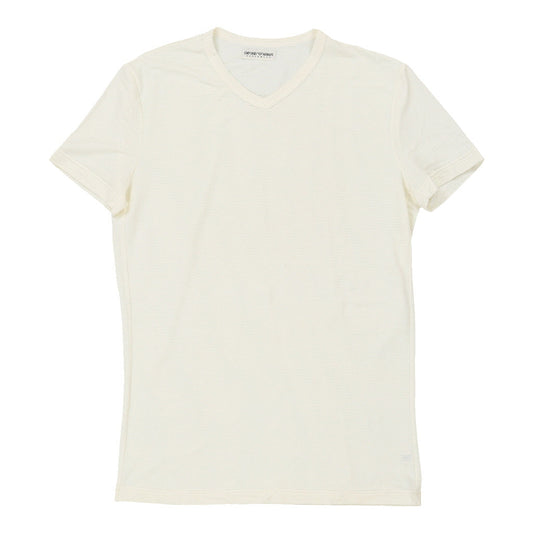 Vintage cream Emporio Armani T-Shirt - mens large