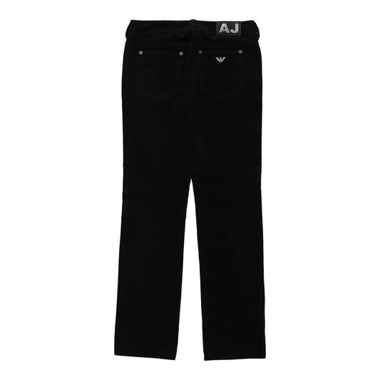 Vintage Armani Jeans Cord Trousers - 30W UK 10 Black Cotton
