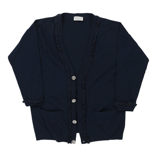 Vintage Blumarine Cardigan - Large Navy Cashmere Blend