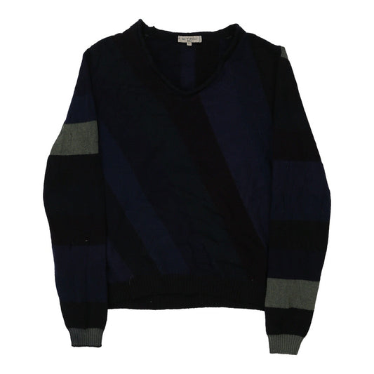 Vintage Etro V-neck Jumper - Small Navy Wool Blend