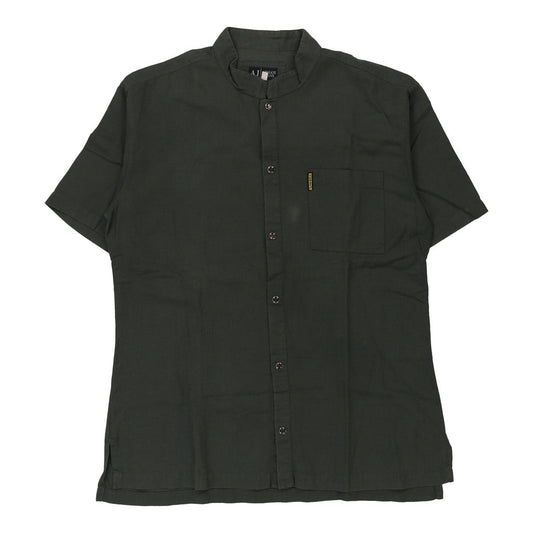 Vintage Armani Jeans Short Sleeve Shirt - Medium Grey Linen Blend