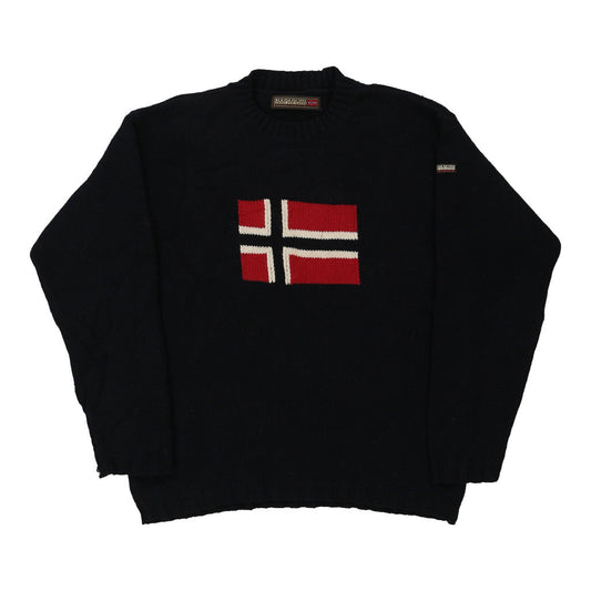 Vintage Napapijri Jumper - XL Navy Wool
