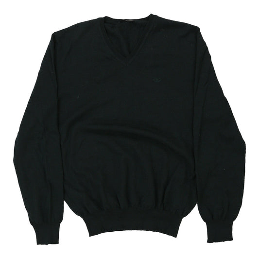 Vintage Valentino V-neck Jumper - Large Green Virgin Wool