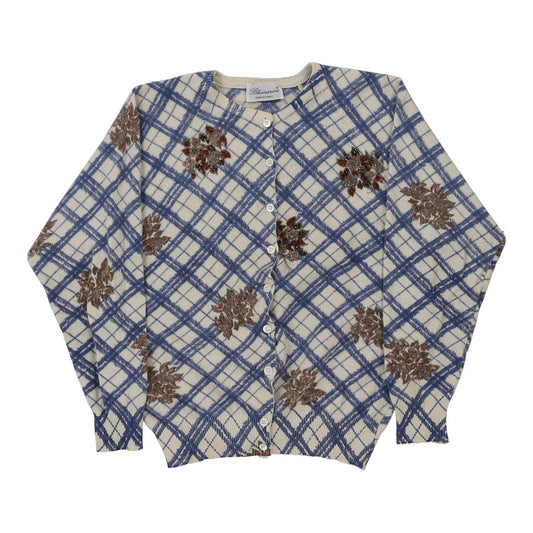Vintage Blumarine Checked Cardigan - XS Blue Angora Blend