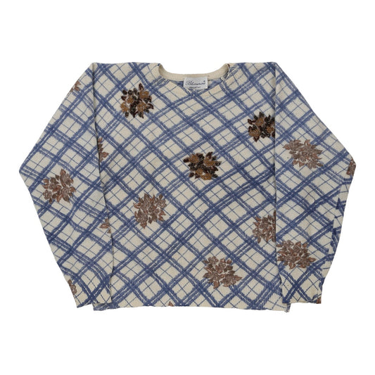 Vintage Blumarine Checked Jumper - XS Blue Angora Blend