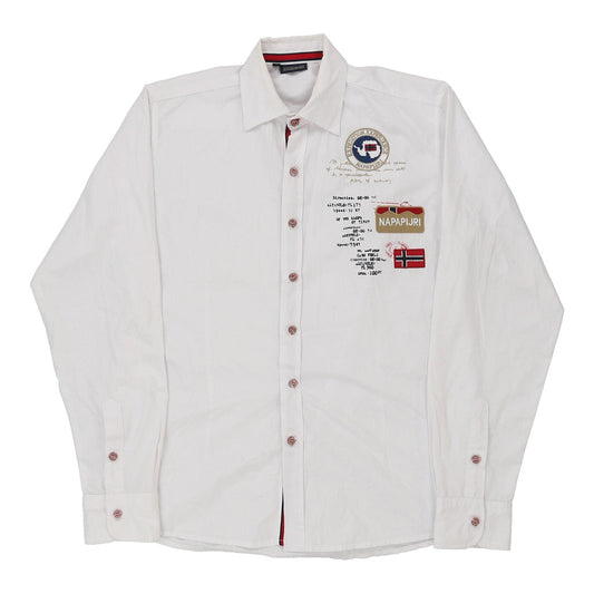 Vintage Napapijri Shirt - Medium White Cotton