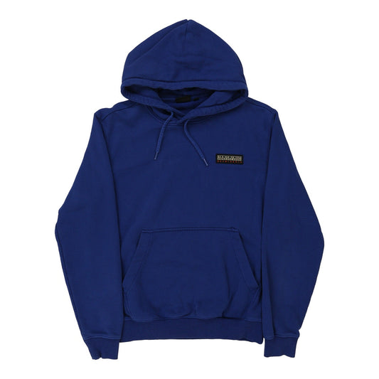 Vintage Napapijri Hoodie - Medium Blue Cotton Blend