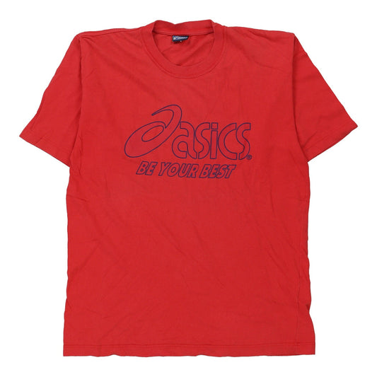 Vintage red Asics T-Shirt - mens medium
