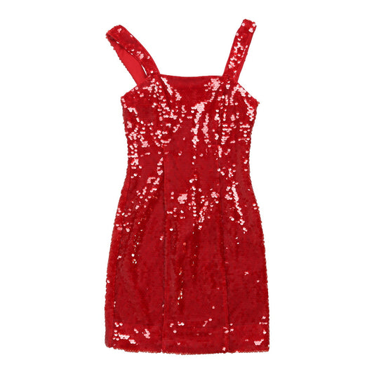 Vintage Unbranded Sequin Dress - Small Red Polyester Blend