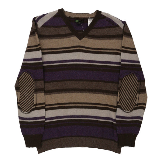 Vintage Energie V-neck Jumper - XL Multicoloured Wool
