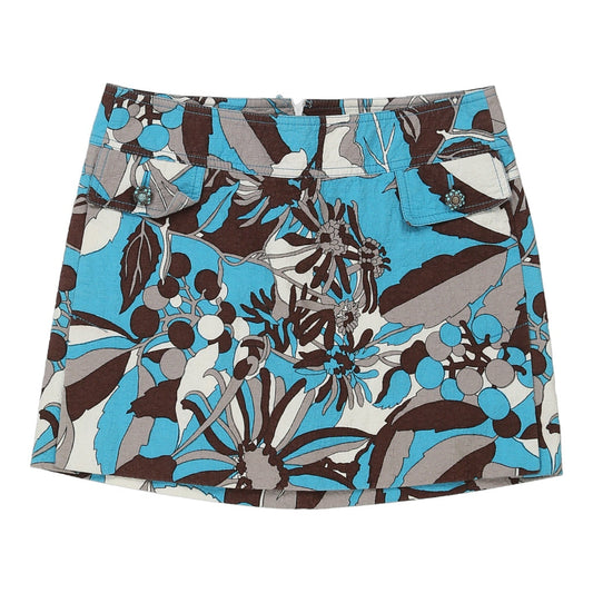 Vintage Dolce & Gabbana Floral Skirt - 30W UK 10 Blue Acetate
