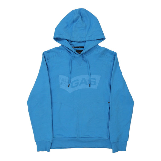 Vintage Gas Hoodie - Large Blue Cotton