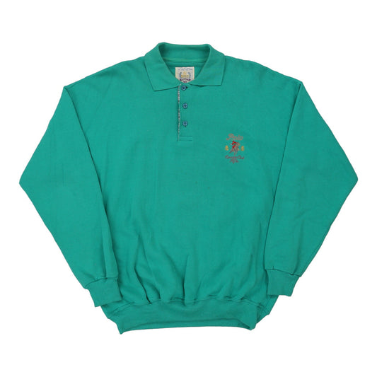 Vintage Rifle Collared Sweatshirt - XL Green Cotton